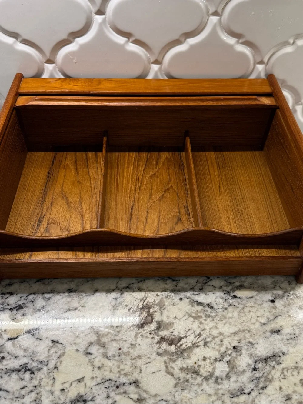 VTG Oak Wood Tambour Roll Top Desk Organizer Mail Sorter ALS Industries MCM